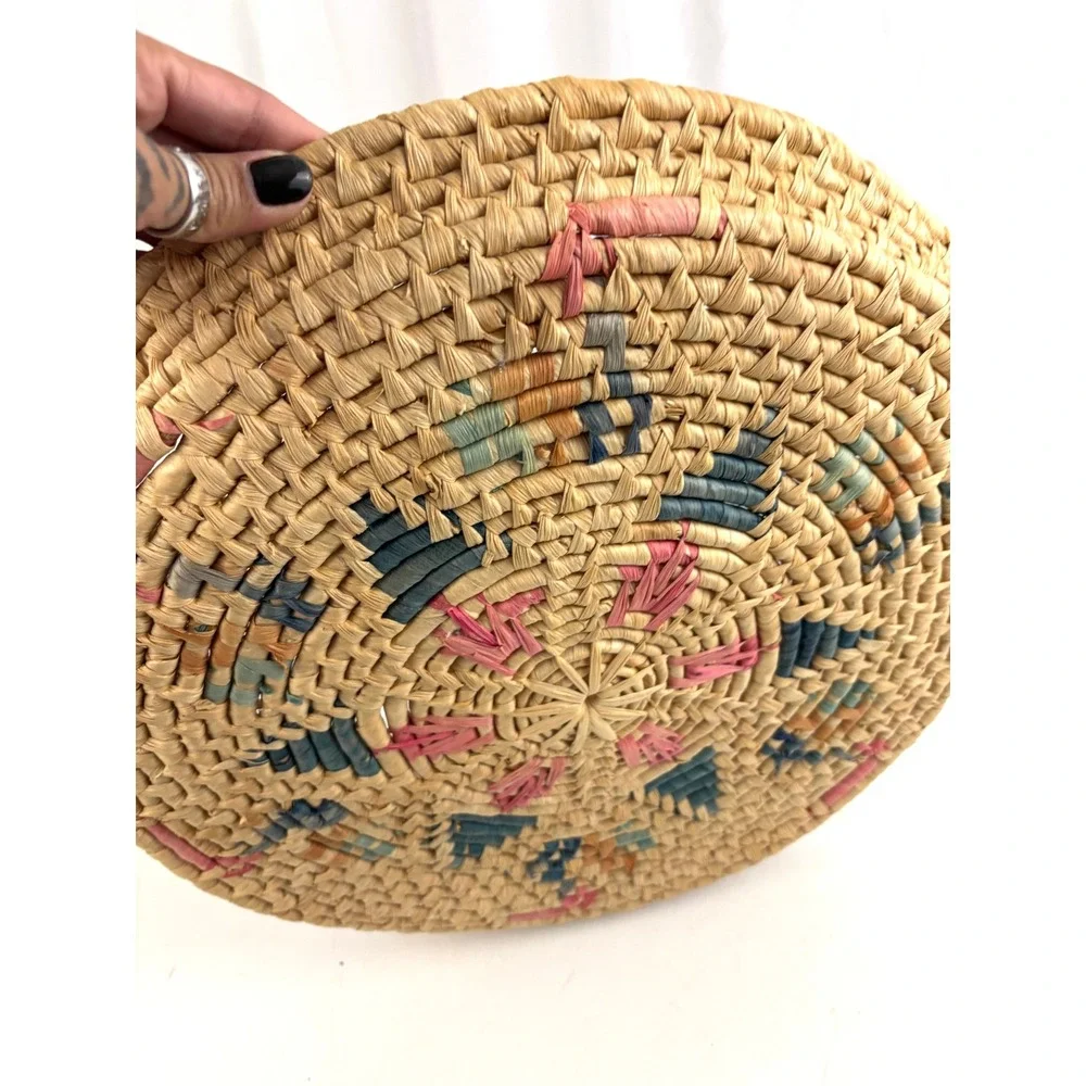Vtg Southwest Native American Style‎ Basket Tray Papago Tohono Oodham Woven 16